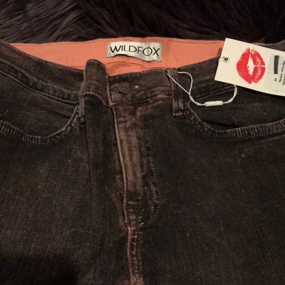 Wildfox jeans with peach colored base and black - Picture 2 of 6